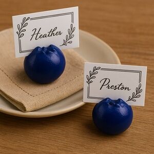 Blueberry Place Card Holders (Set of 4) - Polymer Clay Fruit Table Decor